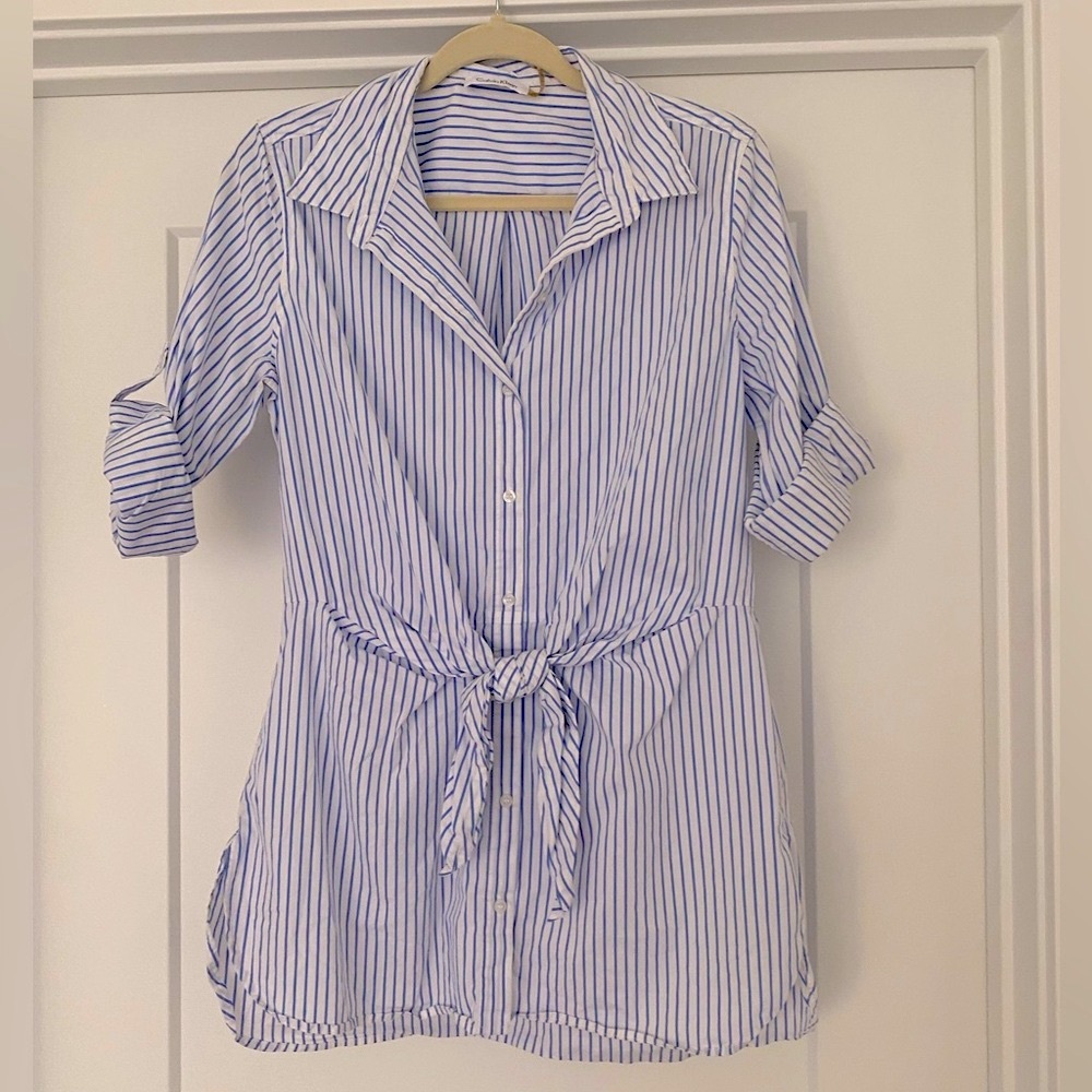 Calvin Klein Blue Striped Women's Top